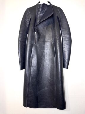 Rick Owens Lilies Eileen leather coat black FW14 size US 8